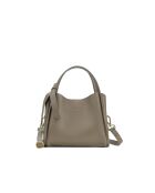 Justina taupe leren schoudertas - 21x19x13cm