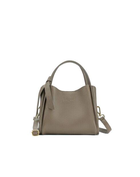 Justina taupe leren schoudertas - 21x19x13cm