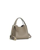 Justina taupe leren schoudertas - 21x19x13cm