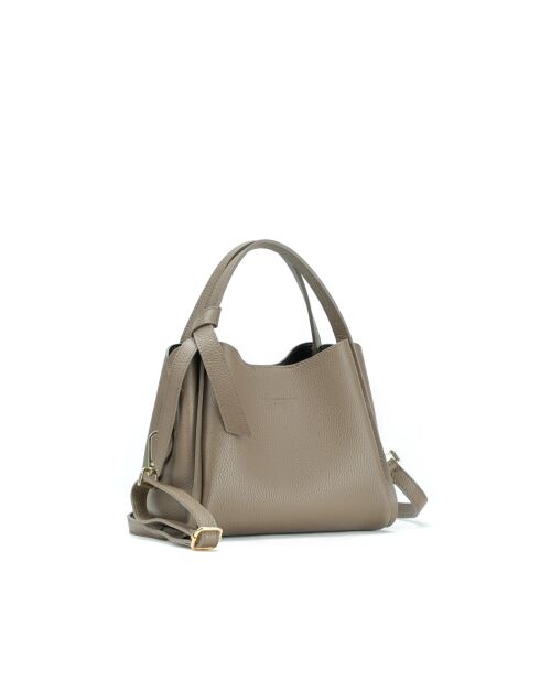 Justina taupe leren schoudertas - 21x19x13cm