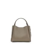 Justina taupe leren schoudertas - 21x19x13cm