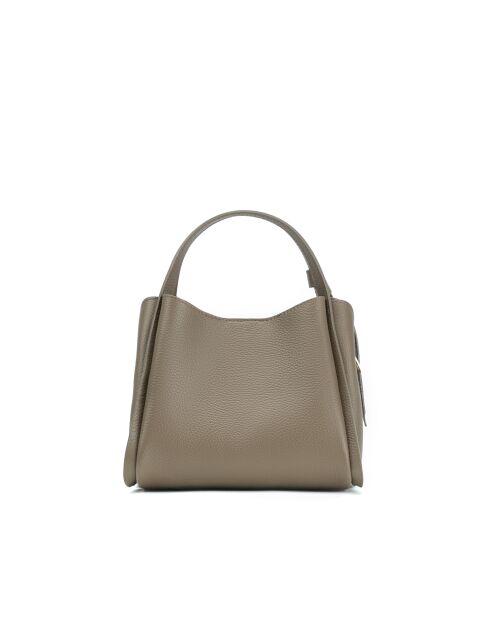 Justina taupe leren schoudertas - 21x19x13cm