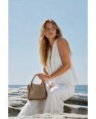 Justina taupe leren schoudertas - 21x19x13cm