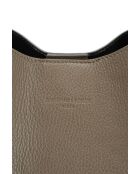 Justina taupe leren schoudertas - 21x19x13cm