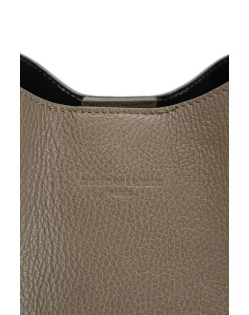 Justina taupe leren schoudertas - 21x19x13cm