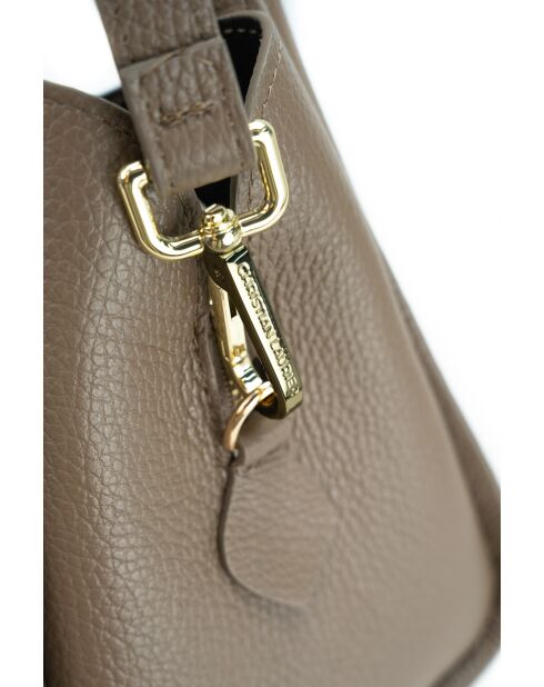 Justina taupe leren schoudertas - 21x19x13cm