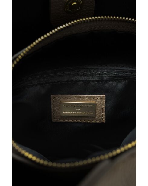 Justina taupe leren schoudertas - 21x19x13cm
