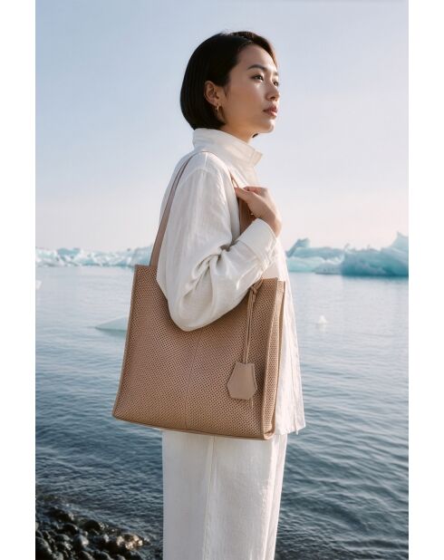 Sac à main en cuir Agatella rose clair - 35x32x10cm
