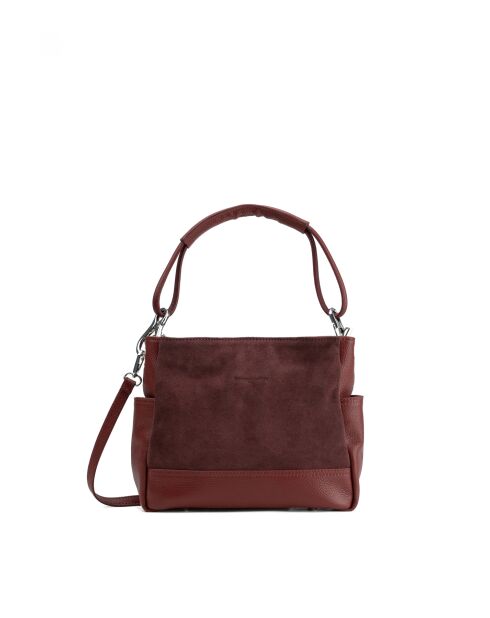 Burgundy Zuri leren schoudertas - 29x23x9cm