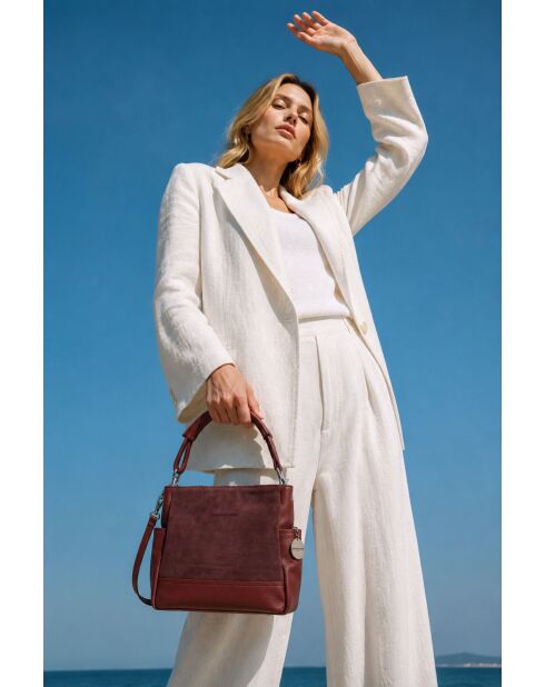 Burgundy Zuri leren schoudertas - 29x23x9cm