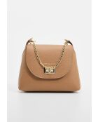 Sac à bandoulière en cuir Zia beige - 21x18x7,5cm