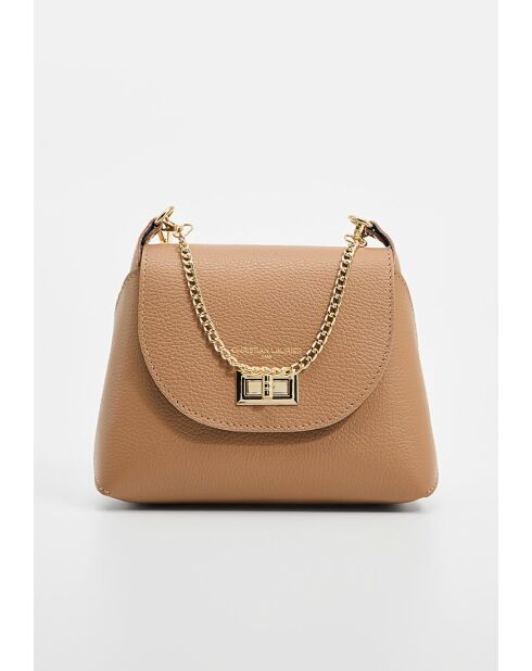 Sac à bandoulière en cuir Zia beige - 21x18x7,5cm