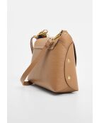 Sac à bandoulière en cuir Zia beige - 21x18x7,5cm