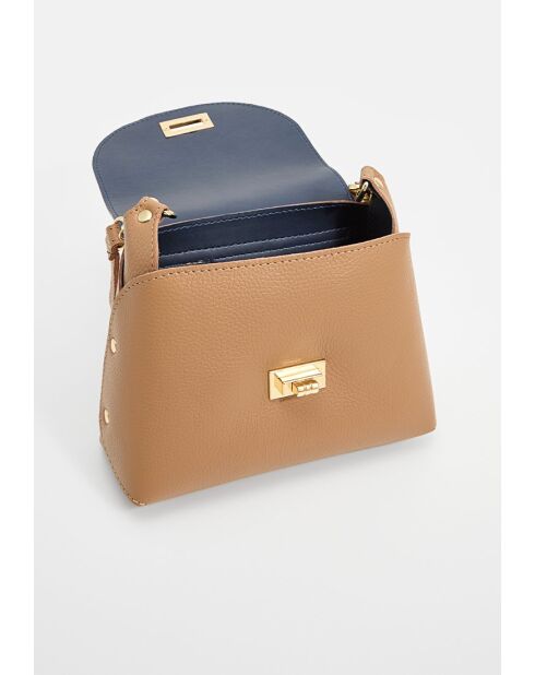 Sac à bandoulière en cuir Zia beige - 21x18x7,5cm