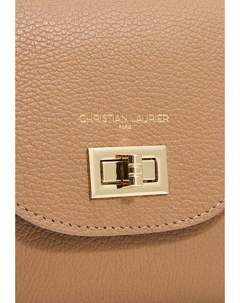 Sac à bandoulière en cuir Zia beige - 21x18x7,5cm