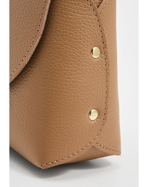 Sac à bandoulière en cuir Zia beige - 21x18x7,5cm