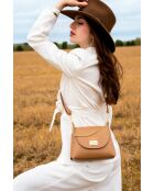 Sac à bandoulière en cuir Zia beige - 21x18x7,5cm