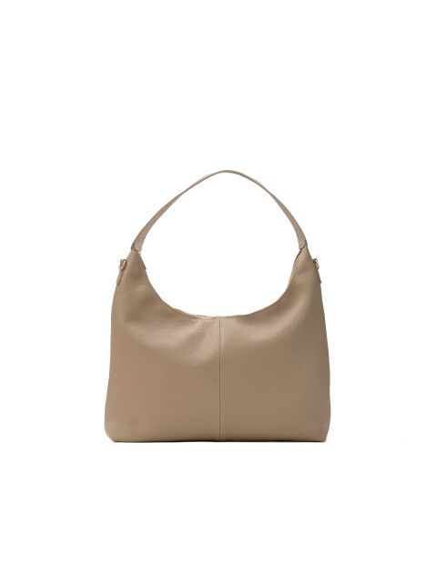Sac porte épaule en cuir Aliz taupe - 43x25x10cm