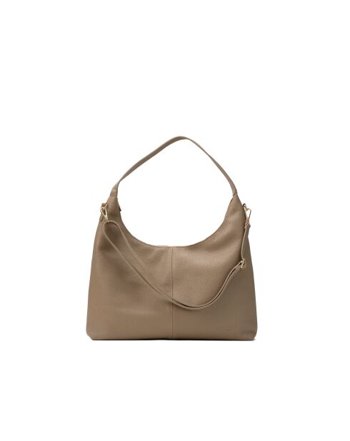 Sac porte épaule en cuir Aliz taupe - 43x25x10cm