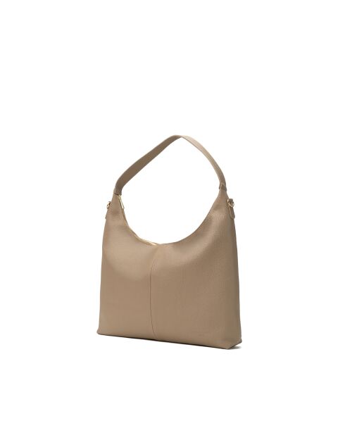 Sac porte épaule en cuir Aliz taupe - 43x25x10cm