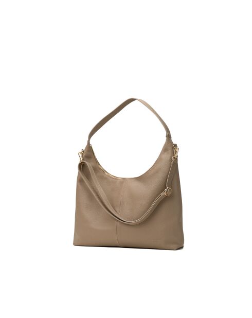 Sac porte épaule en cuir Aliz taupe - 43x25x10cm