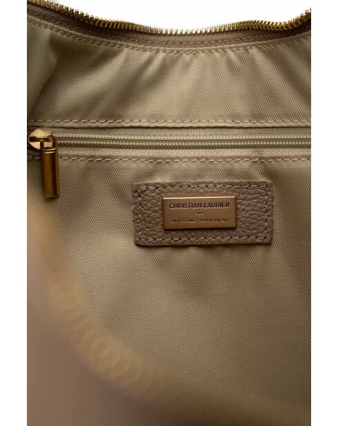 Sac porte épaule en cuir Aliz taupe - 43x25x10cm