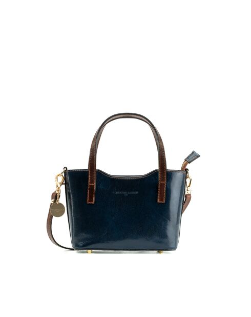 Sac à main en cuir Bailey bleu/moka - 25x14x9,5cm