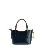 Sac à main en cuir Bailey bleu/moka - 25x14x9,5cm