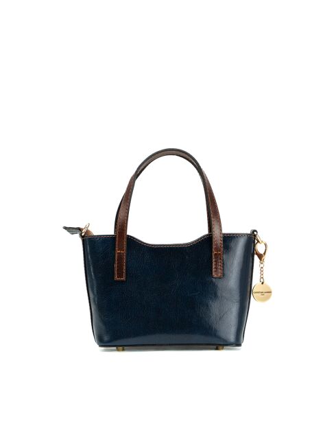 Sac à main en cuir Bailey bleu/moka - 25x14x9,5cm