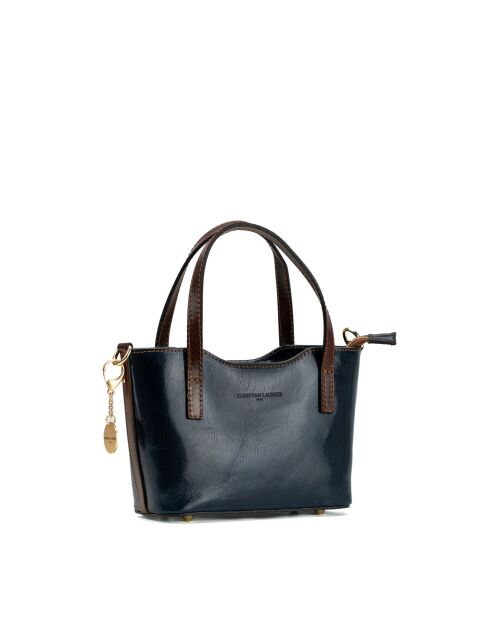Sac à main en cuir Bailey bleu/moka - 25x14x9,5cm