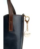 Sac à main en cuir Bailey bleu/moka - 25x14x9,5cm