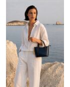 Sac à main en cuir Bailey bleu/moka - 25x14x9,5cm