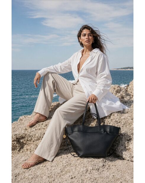 Sac porte épaule en cuir Nyla black - 55x30x17cm