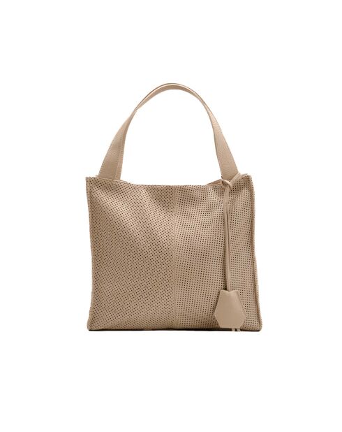 Sac à main en cuir Agatella taupe - 35x32x10cm
