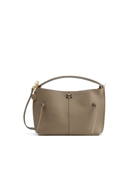 Sac à main en cuir Callie taupe - 37x21x10cm