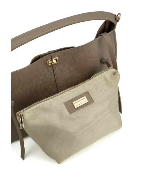 Sac à main en cuir Callie taupe - 37x21x10cm