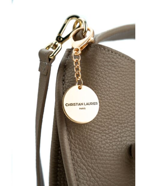 Sac à main en cuir Callie taupe - 37x21x10cm