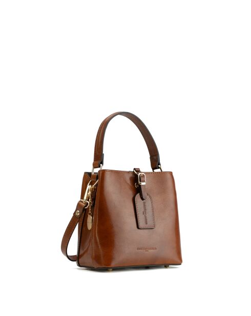 Sac à main en cuir Myra cognac - 19x19x12cm