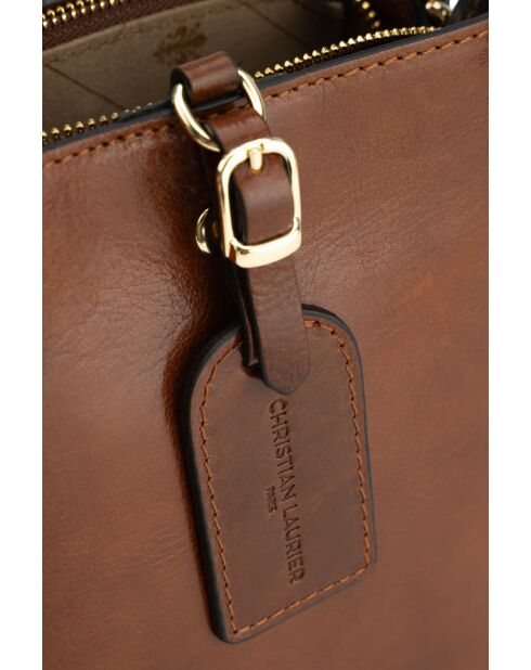 Sac à main en cuir Myra cognac - 19x19x12cm