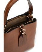 Sac à main en cuir Myra cognac - 19x19x12cm