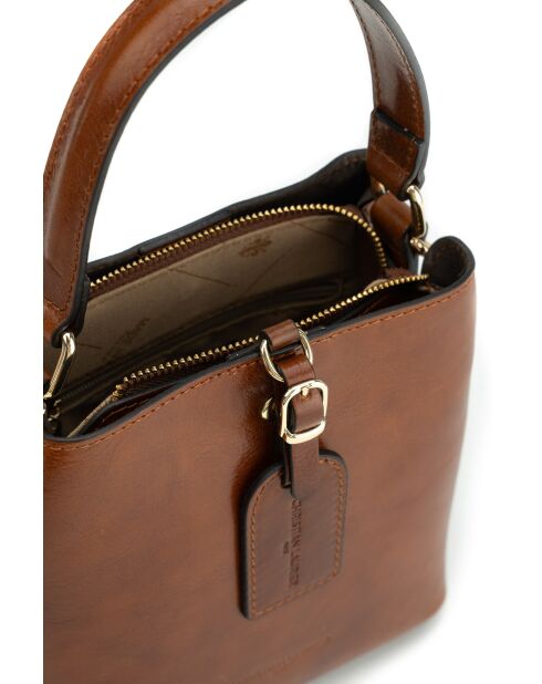 Sac à main en cuir Myra cognac - 19x19x12cm