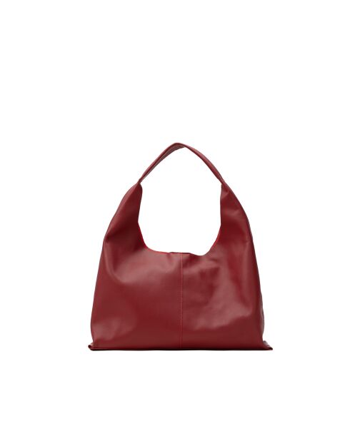 Azia bordeauxrode leren schoudertas - 42x43x14cm