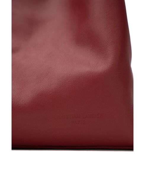 Azia bordeauxrode leren schoudertas - 42x43x14cm