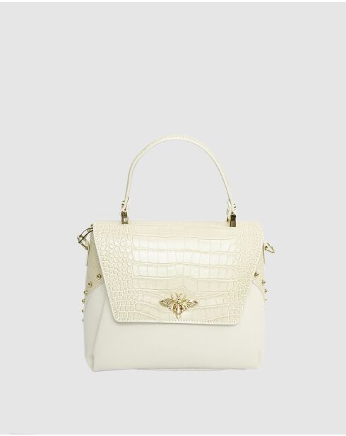 Borsa in pelle Yasmin bianco sporco - 22x19.5x10cm