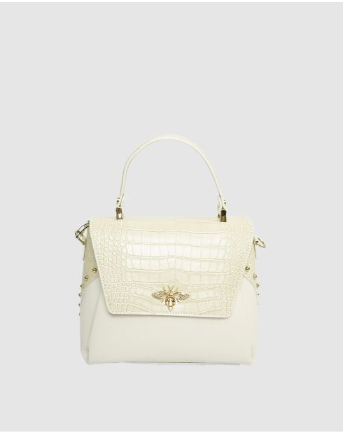 Borsa in pelle Yasmin bianco sporco - 22x19.5x10cm