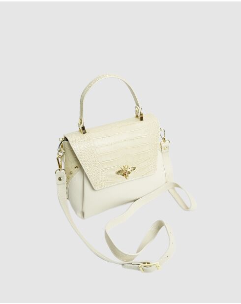Borsa in pelle Yasmin bianco sporco - 22x19.5x10cm