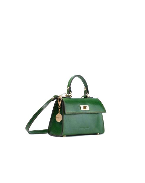 Sac à main en cuir Malia vert - 18x14x7,5cm