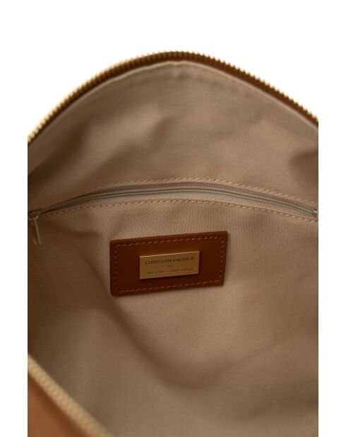 Sac à bandoulière en cuir Yrah camel - 34x18x12cm