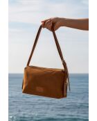 Sac à bandoulière en cuir Yrah camel - 34x18x12cm