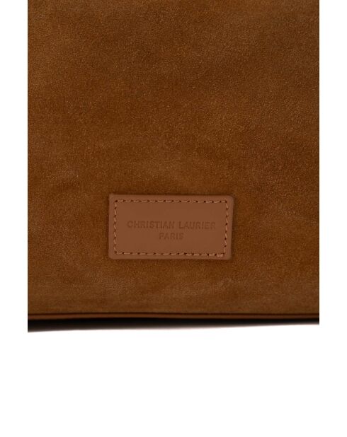 Sac à bandoulière en cuir Yrah camel - 34x18x12cm